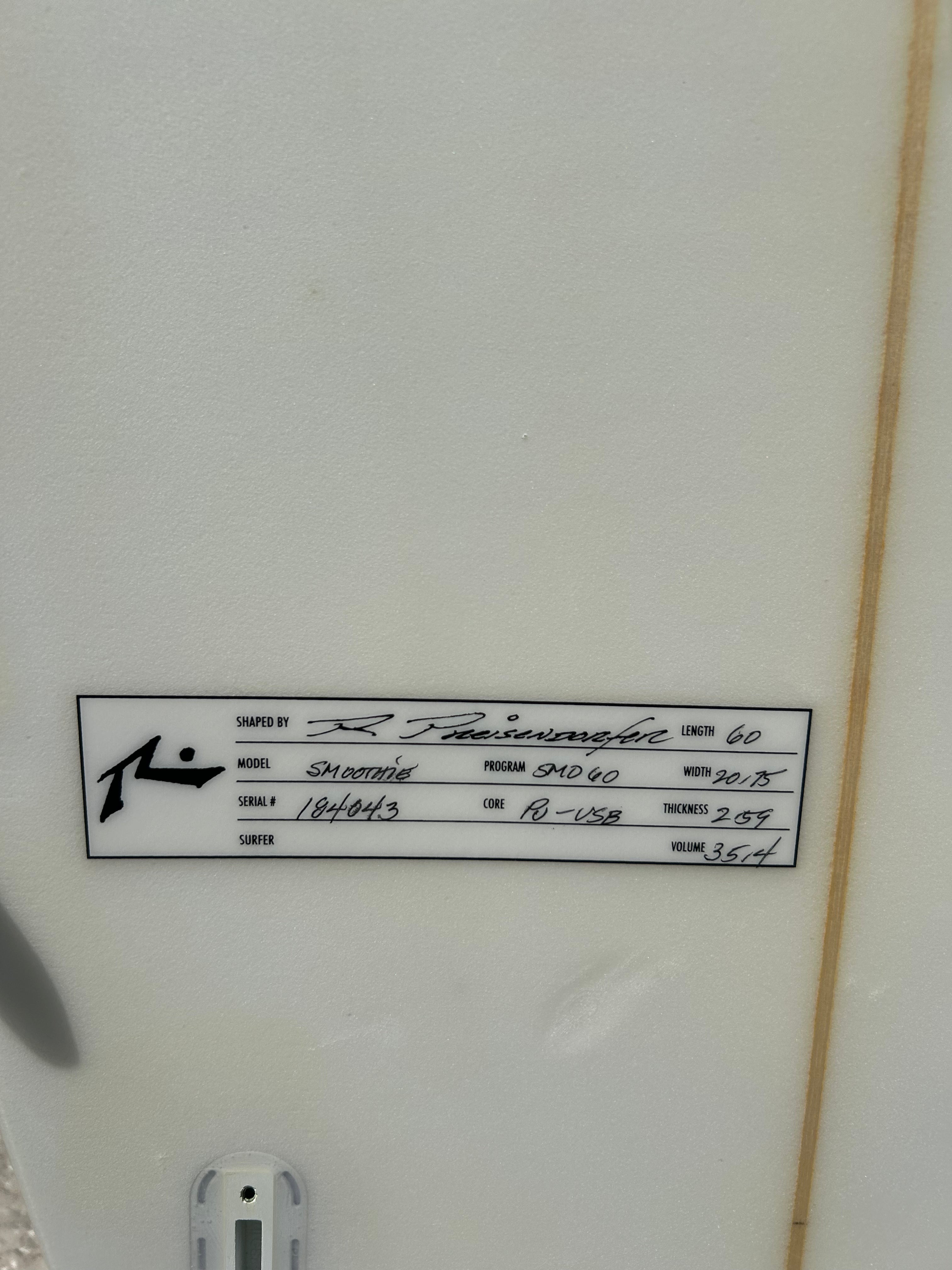 6’ 0” Rusty "Smoothie" Hybrid Shortboard